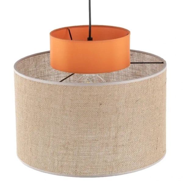 Abażurowa lampa wisząca Duo 3227 tuba z juty pomarańczowy