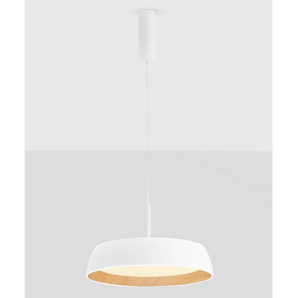 Kuchenna lampa wisząca CARACOLLO LE44813 LED 40W 3000K krągła biały drewniany