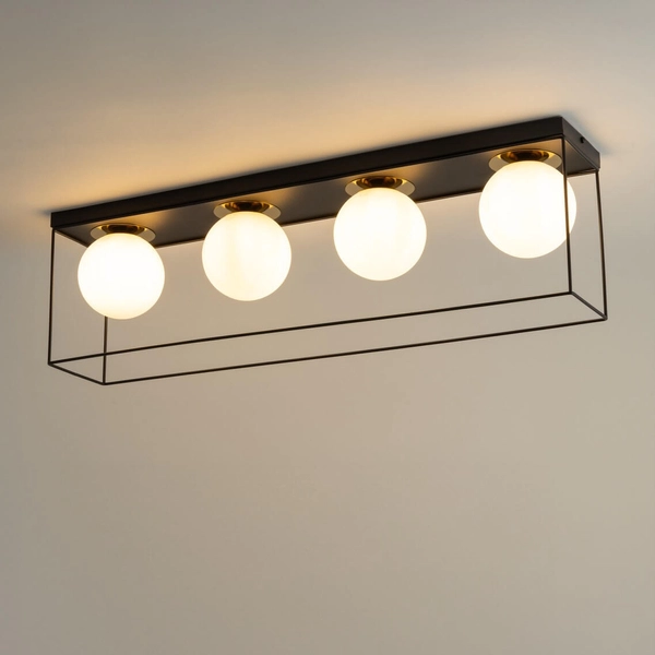 Podłużna lampa sufitowa Aroma 40713 Sigma kule czarna złota