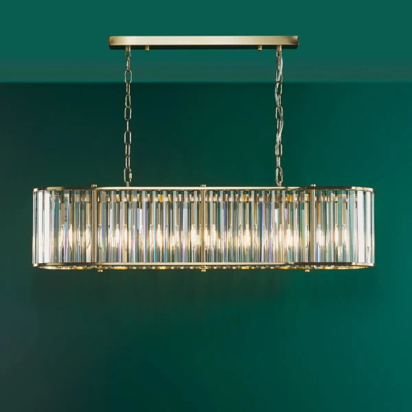 Zwisająca lampa na łańcuchu Kiran KIR3435 do salonu kryształ mosiądz