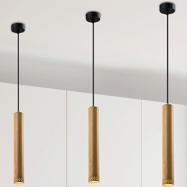Wisząca lampa TUBO 31-78599 tuba ażurowa zwis okrągły boho drewniany
