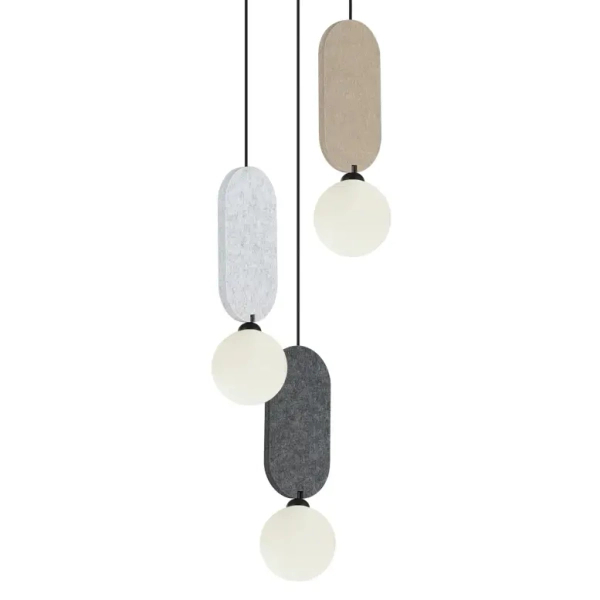 Okrągła lampa wisząca Lorenzo PND-59815B-3-MLTI potrójna beżowy szary