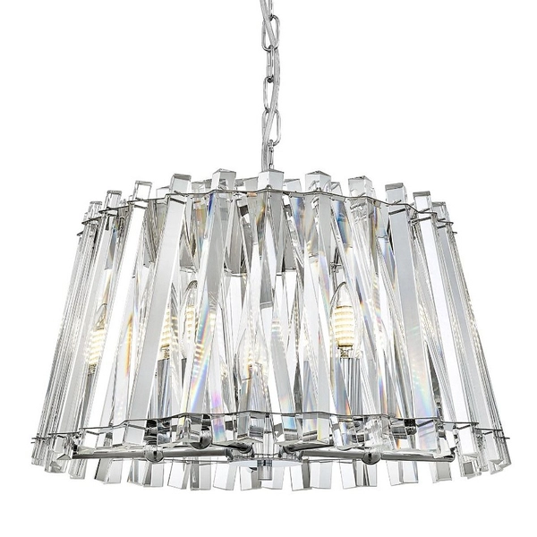 Kryształowa lampa wisząca Mirabell glamour crystal do salonu chrom