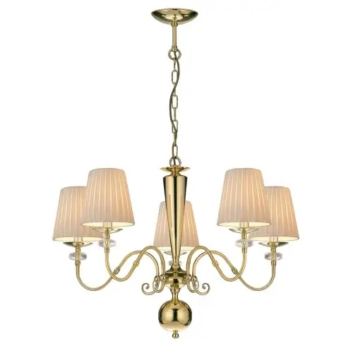 Łańcuchowa lampa wisząca Lilosa 8679 abażurowa mosiądz beżowa