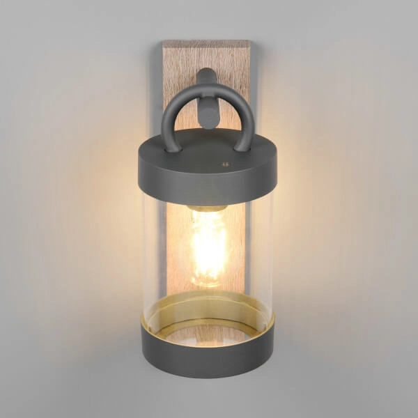 Tarasowy kinkiet czujnik zmierzchu CUSTYRA DL135204160 IP44 drewniana czarna