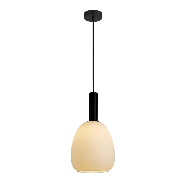 Owalna lampa wisząca Gater PND-23541-1-BK-OP szklana nad wyspę biały czarny