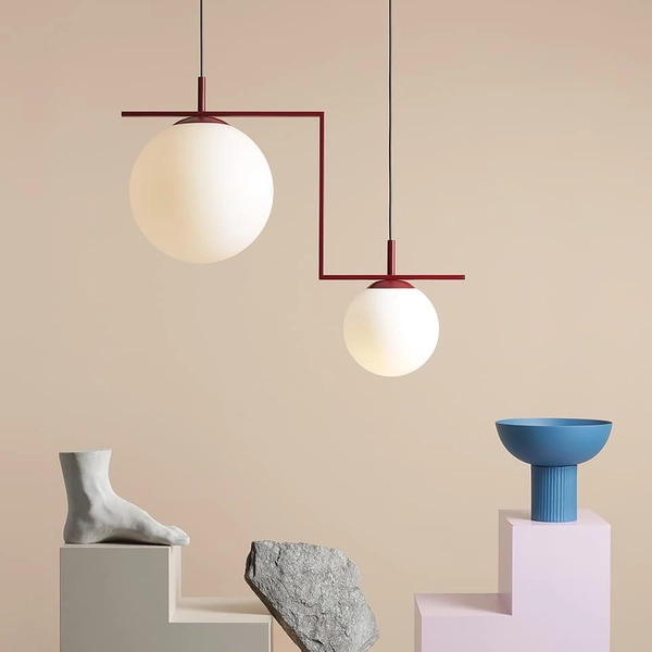 Wisząca lampa do jadalni Zac 1038H15_2 Aldex kulki czerwona