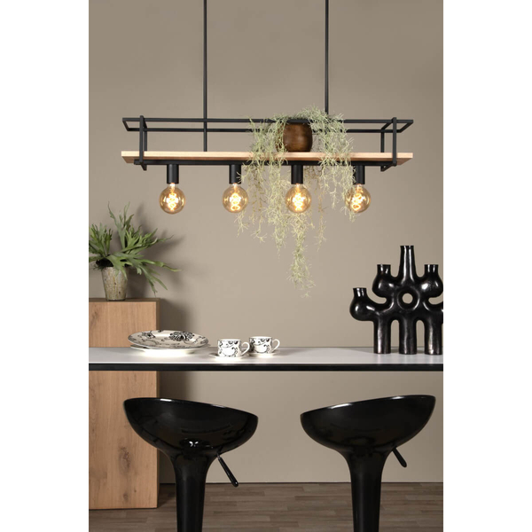 Lampa wisząca nad wyspę Milonga 21432/04/30 metal drewno czarna
