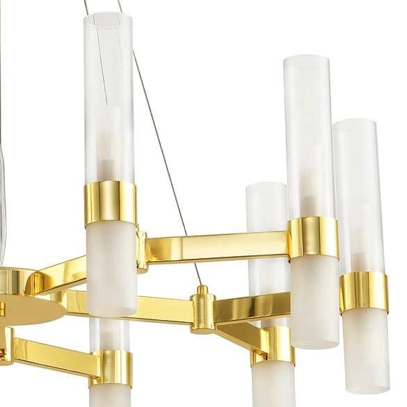 Salonowa lampa wisząca Candela DN1505-10 gold Step mleczne tuby złote