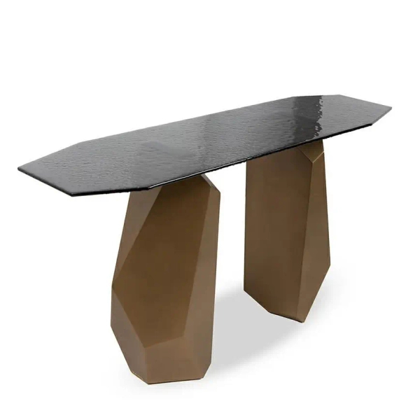 Szafka niska CELESTE MM001501100384 czarna złota metal szklana 150cm