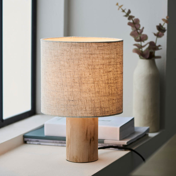 Abażurowa lampka nocna Durban 101680 drewniany beżowy