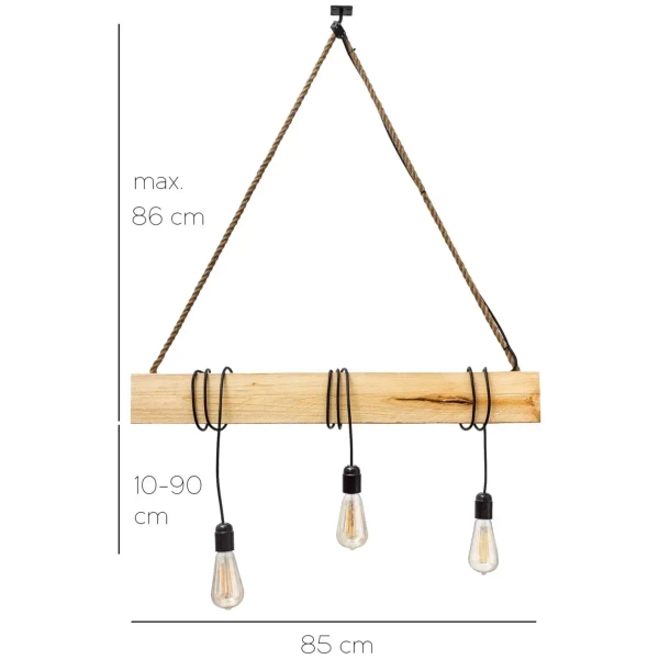 LAMPA wisząca MAROO071801 ekologiczna OPRAWA rustykalna belka ZWIS drewniany drewno