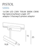 LAMPA sufitowa PISTOL S0006 Maxlight regulowana OPRAWA tuba metalowa LED 12W 3000K do systemu szynowego 3 - fazowego czarna