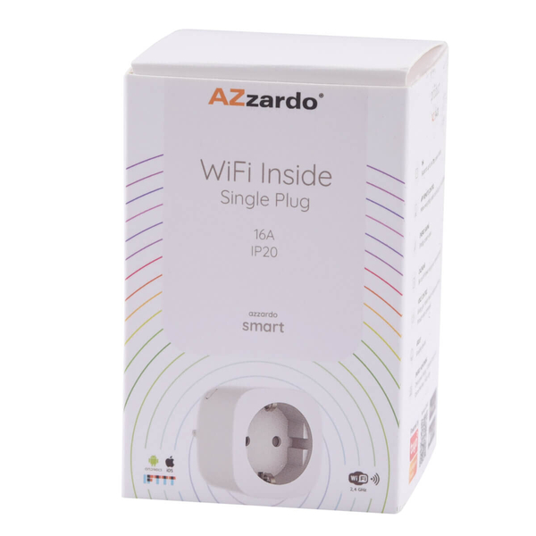 Pojedyncza wtyczka z WiFi wewnętrzna SINGLE AZ3478 Azzardo metalowa biała