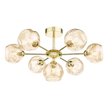 Molekułowa sufitowa lampa Cohen COH3435-16 kule bursztynowe złote