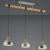 Wisząca LAMPA industrialna DELHI 303400367 Trio loftowa OPRAWA kopuły ZWIS drewniana belka nikiel brązowa