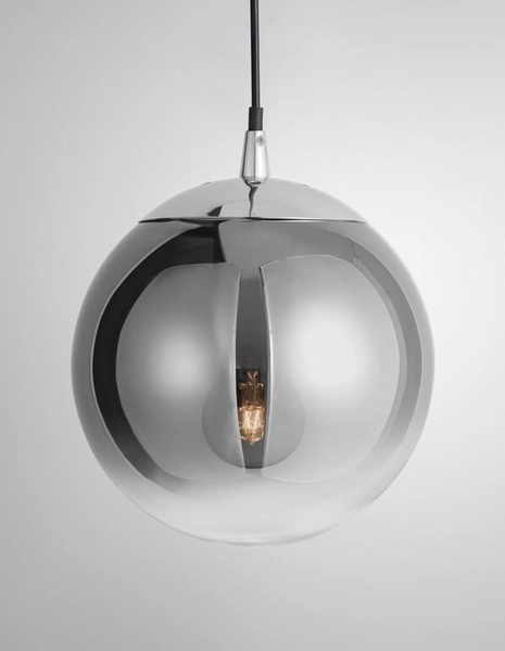 Kulista lampa wisząca Caleta do salonu chrom przydymiona