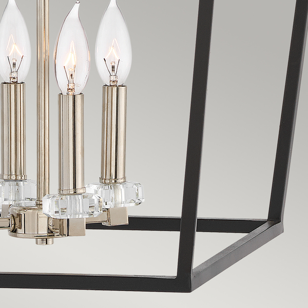 Lampa wisząca QN-STINSON-4P-L-BK na łańcuchu nikiel czarna