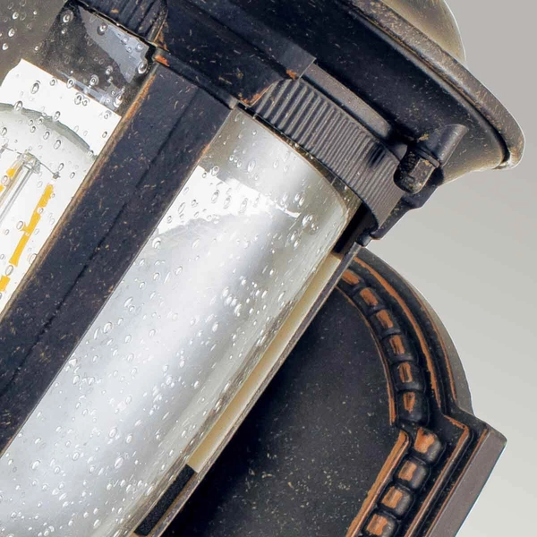 Naścienna latarnia ogrodowa Cleveland CL1-S metalowa IP44 postarzany brąz