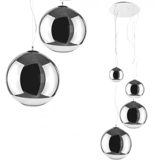 Kaskada lampa wisząca Silver Ball 5-punktowy zwis chrom