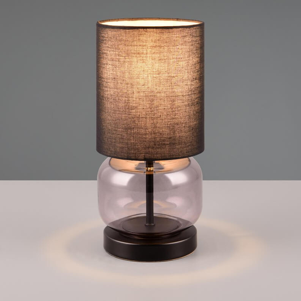 Tkaninowa lampa stołowa Elio 517800154 czarna przydymiona