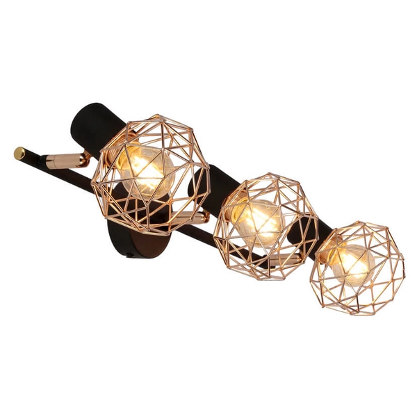 Potrójna lampa sufitowa Acrobat 93-22219 regulacja czarna miedziana