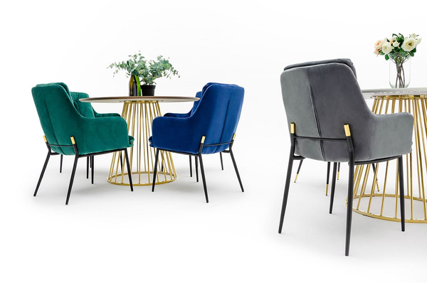Okrągły stół GLAM WALNUT z drewnianym blatem orzech chrom