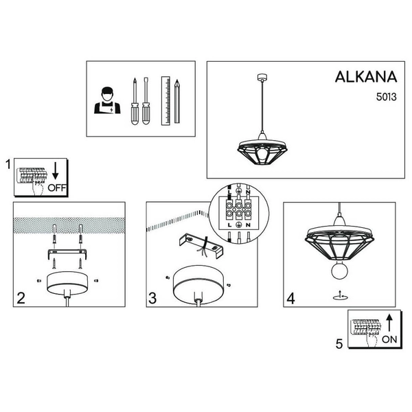 Wisząca lampa Alkaba 5013 Shilo loftowa klatka regulowana czarny