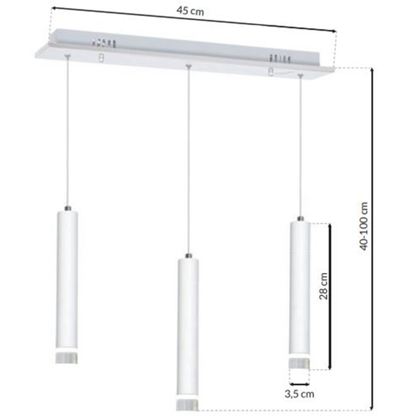 LAMPA wisząca ALBA ML189 Milagro metalowa OPRAWA zwis LED 15W 4000K listwa kaskada tuby sople białe