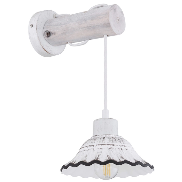 Ścienna LAMPA prowansalska JOWITA 54050W Globo ceramiczna OPRAWA kinkiet shabby biały