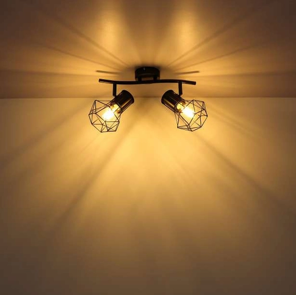 Industrialna LAMPA sufitowa PRISKA 54017-2 Globo metalowa OPRAWA plafon druciane klatki regulowane czarne