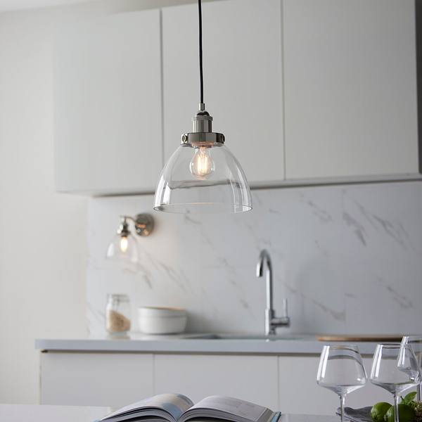 Wisząca lampa do salonu Hansen 97588 nad stół srebrny przezroczysty