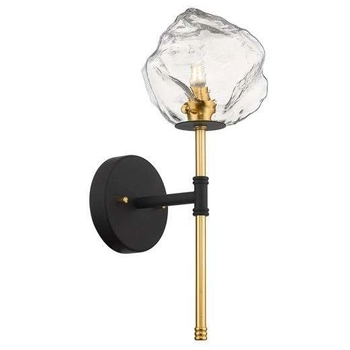 Szklany kinkiet ścienny ROCK W0488-01D-SEAC złoty przezroczysty czarny