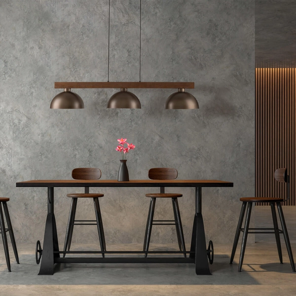 Zwisająca lampa na belce Oslo 6299 japandi do salonu brązowa