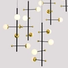 Modernistyczna LAMPA wisząca HELMOND PND-43883-28 Italux metalowa OPRAWA kaskada LED 89W 3000K molekuły ZWIS czarny złoty