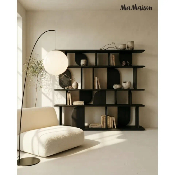 Regał NIVO MM001501100403 czarny drewniany do salonu 170cm