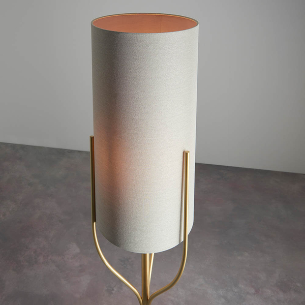 Podłogowa lampa do salonu Fraser 95466 z abażurem mosiądz beżowy
