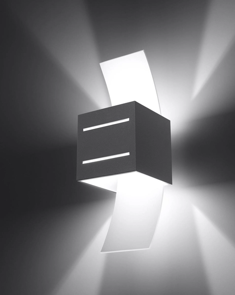 LAMPA ścienna SL.0202 metalowa OPRAWA kostka kinkiet szary