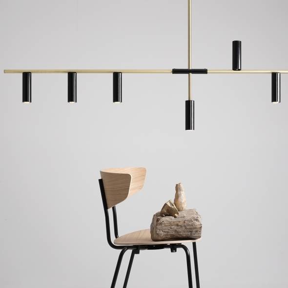 Nowoczesna lampa wisząca TREVO 1083K40 Aldex do jadalni mosiądz czarna