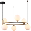 LAMPA wisząca AMILY MDM-3974/6 BRO Italux metalowa OPRAWA okrągły ZWIS szklane kule balls złote białe
