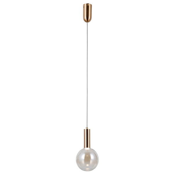 Wisząca lampa kula Strela PND-34378-1S-HBR LED 5W 3000K złoty bursztynowy