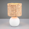Nocna lampka pleciona do sypialni VINA 518900101 ceramiczna biały drewniany