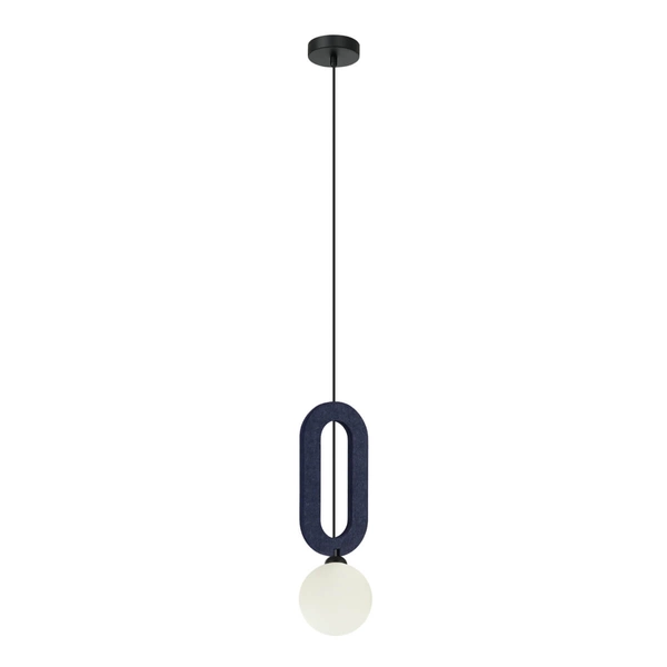 Wisząca lampa z filcu Masso PND-59839-1-BLU owalna do salonu niebieska