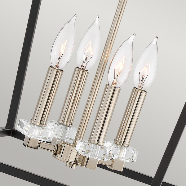 Lampa wisząca QN-STINSON-4P-L-BK na łańcuchu nikiel czarna