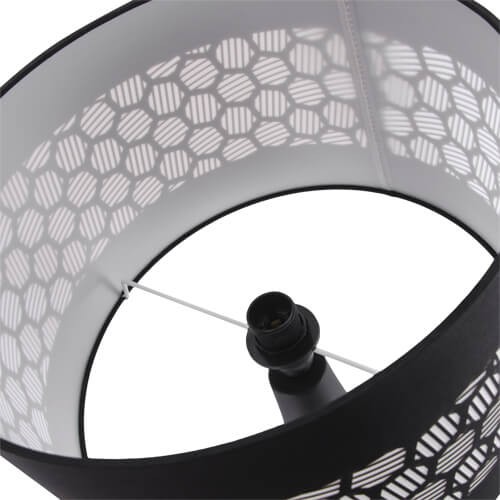 Stojąca LAMPA stołowa WANDA 03804 Ideus abażurowa LAMPKA ceramiczna wzorki czarna
