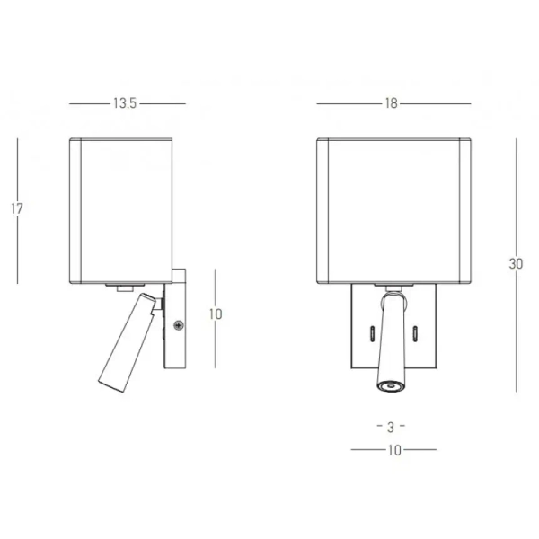 Modernistyczny kinkiet ścienny H73 LED 3W 3000K prostokąt mosiądz