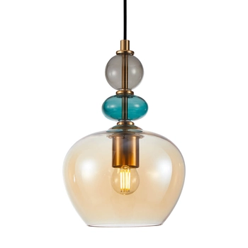 Szklana lampa wisząca Busco PND-30263-1A-BRO-AMB bursztynowy złoty kolorowy