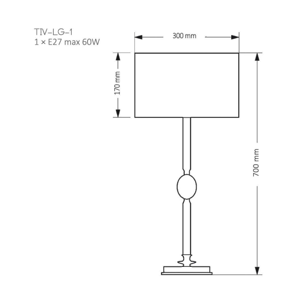 Szklana lampa nocna Tivoli TIV-LG-1 (N) z abażurem brązowa nikiel