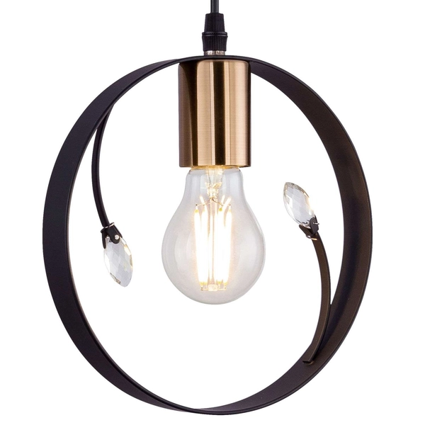 Industrialna LAMPA wisząca VIGO 15346-1 Globo metalowa OPRAWA zwis kryształki transparentne czarne