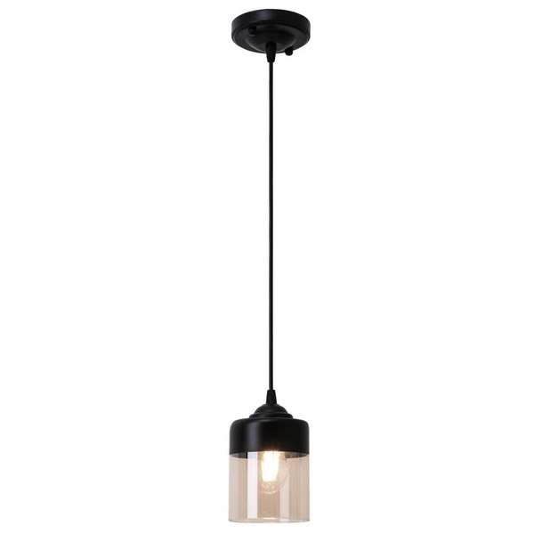 Wisząca lampa loftowa Porto szklana do pokoju czarna przezroczysta